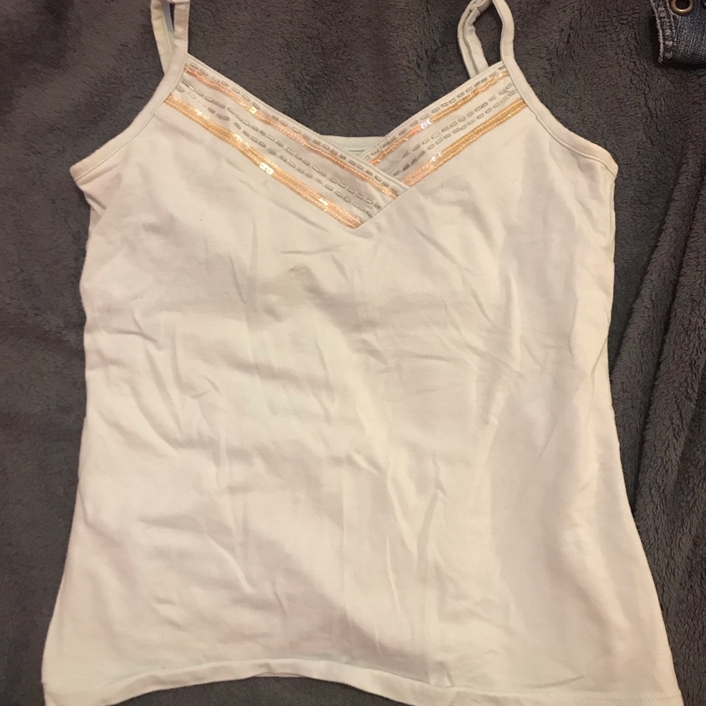 light blue sequin y2k tank top with built in bra
